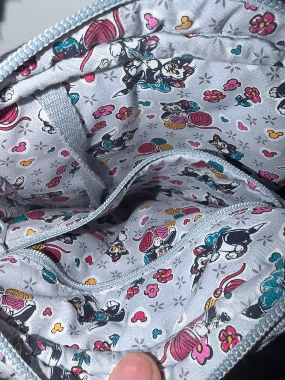 Vera Bradley Gray Minnie & Mickey Quilted Crossbody with Teal and Pink Accents